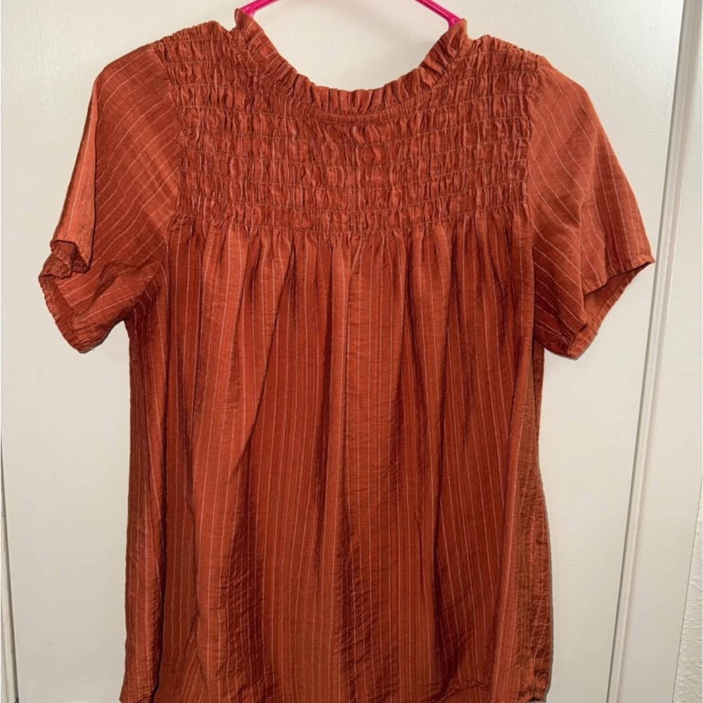 Rust Orange Smocked Women's Top